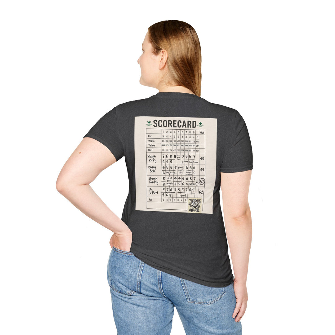 Scavenger Golf's “Son of a *+*+*!” Front 9 Disaster Club Unisex Soft style Tee