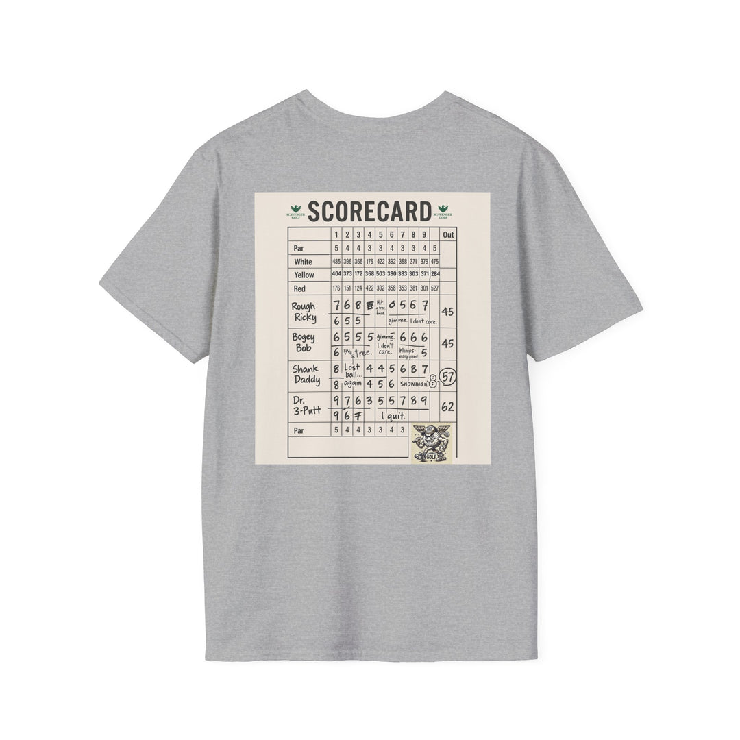 Scavenger Golf's “Son of a *+*+*!” Front 9 Disaster Club Unisex Soft style Tee