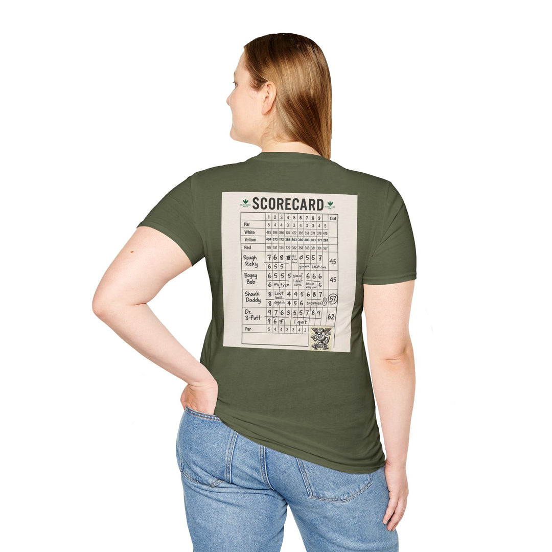 Scavenger Golf's “Son of a *+*+*!” Front 9 Disaster Club Unisex Soft style Tee