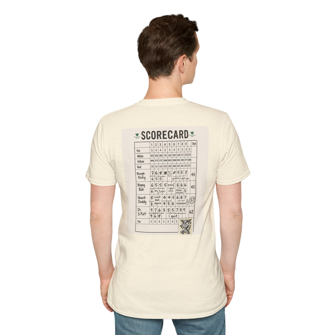 Scavenger Golf's “Son of a *+*+*!” Front 9 Disaster Club Unisex Soft style Tee