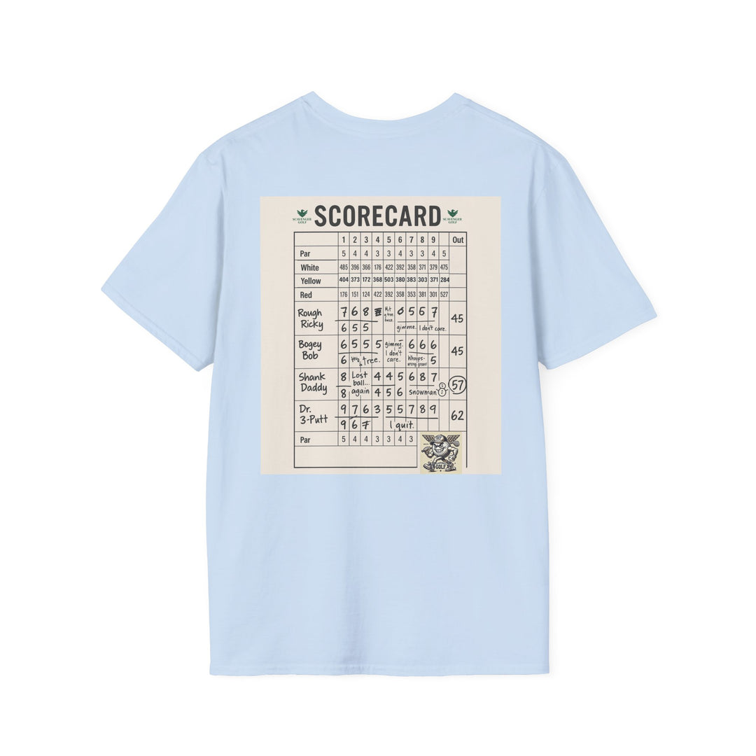 Scavenger Golf's “Son of a *+*+*!” Front 9 Disaster Club Unisex Soft style Tee