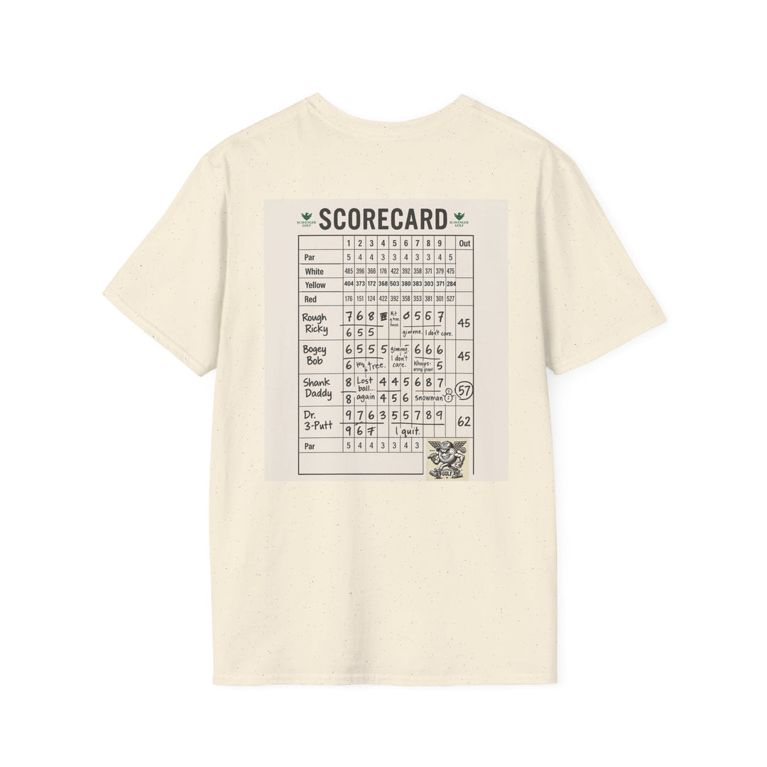 Scavenger Golf's “Son of a *+*+*!” Front 9 Disaster Club Unisex Soft style Tee