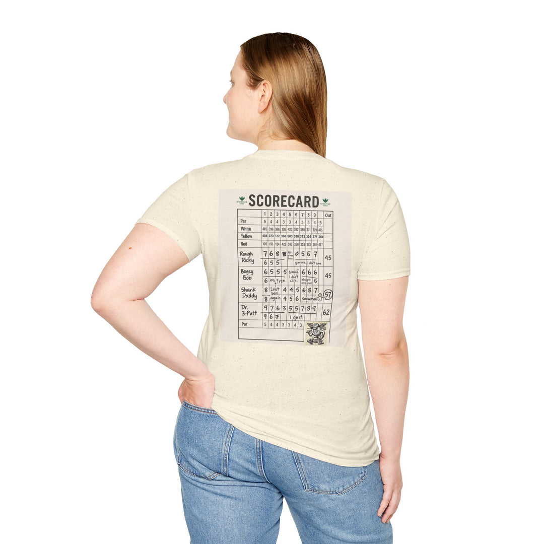 Scavenger Golf's “Son of a *+*+*!” Front 9 Disaster Club Unisex Soft style Tee