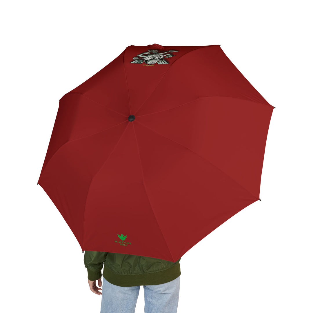 Scavenger Golf Hazard Hank Compact Semi-Automatic Foldable Umbrella Travel-Ready Windproof Rain Umbrella (Burgundy)